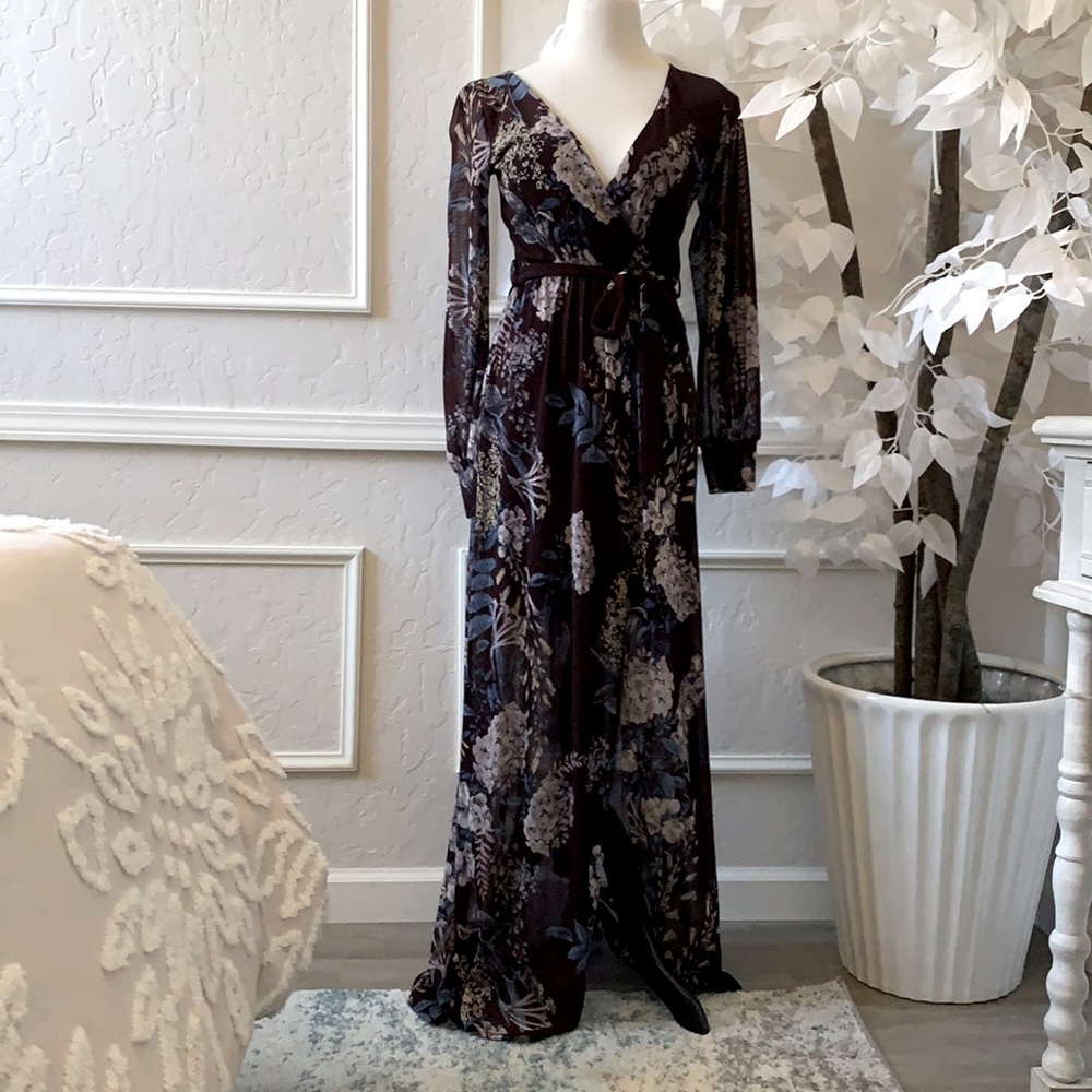 Long sleeve floral print dress